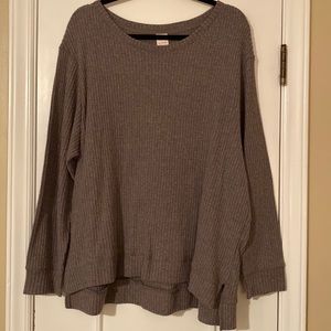 Super soft, purple-gray shirt. Long sleeve, side slit, 2XL Women’s lounge wear.